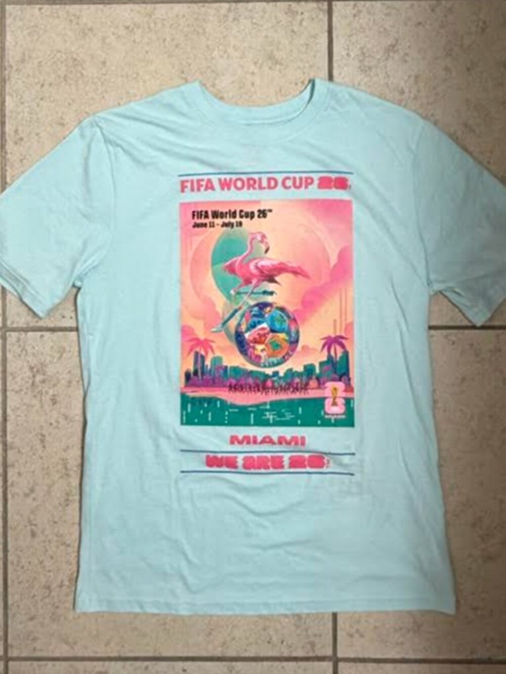 FIFA Offical World Cup 2026 Miami Tshirt M Unisex Blue Poster SOLD OUT NEW NWOT